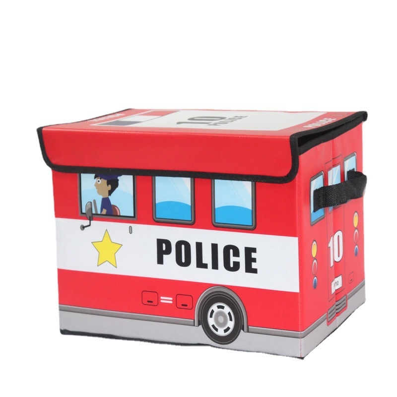 Cutie de depozitare pentru organizarea jucăriilor pentru copii, cutie pliabilă din material nețesut, cutie de depozitare cu autobuz cu desene animate