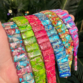 Αξεσουάρ βραχιολιών σε μεγάλες πωλήσεις σε διασυνοριακό επίπεδο, πολύχρωμες χάντρες από πέτρα Imperial Stone, ορθογώνιες χάντρες από πέτρα DIY, χονδρικής