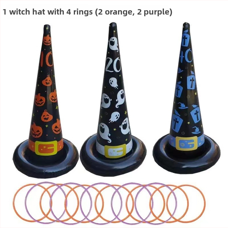 Amazon Spot Надуваема игра с пръстен за вещическа шапка Хвърляне на пръстен за шапка Хелоуин Трик играчка пръстен