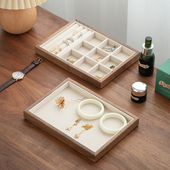 Μαύρο κουτί αποθήκευσης κοσμημάτων από μασίφ ξύλο καρυδιάς μεγάλης χωρητικότητας σκουλαρίκια κολιέ κουτί κοσμημάτων μικρό διακοσμητικό κουτί εργοστασίου ίσια μαλλιά