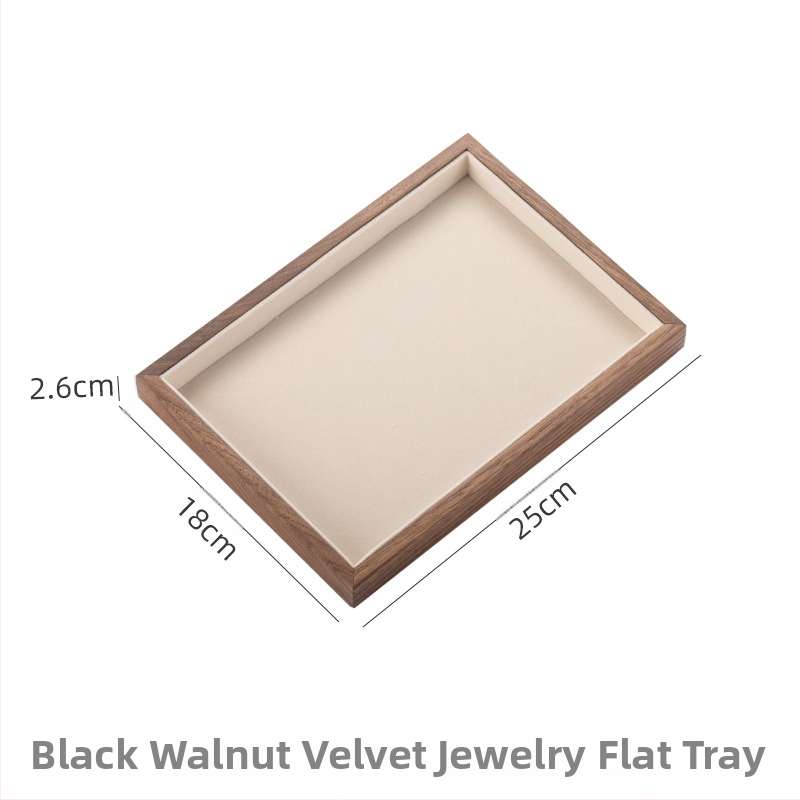 Musta pähkli täispuidust ehete hoiukarp suure mahutavusega kõrvarõngaste kaelakee ehtekarp väike dekoratiivkarp tehase sirged juuksed