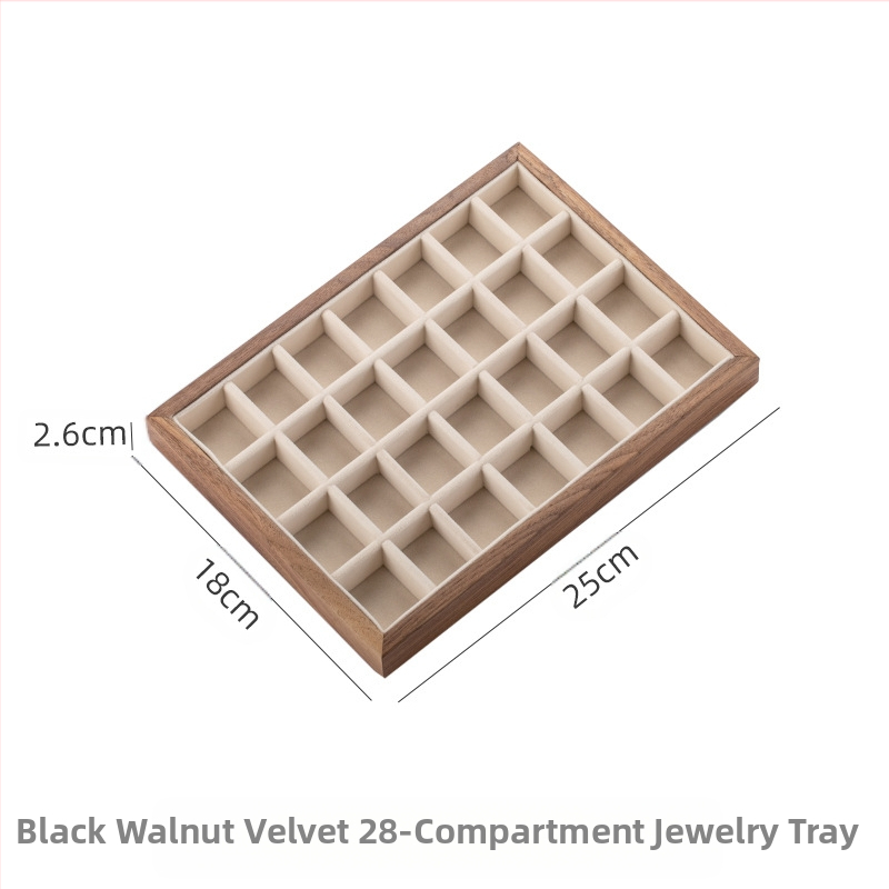 Musta pähkli täispuidust ehete hoiukarp suure mahutavusega kõrvarõngaste kaelakee ehtekarp väike dekoratiivkarp tehase sirged juuksed
