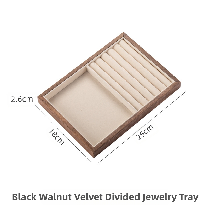 Musta pähkli täispuidust ehete hoiukarp suure mahutavusega kõrvarõngaste kaelakee ehtekarp väike dekoratiivkarp tehase sirged juuksed