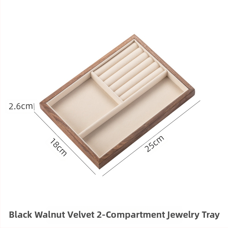 Musta pähkli täispuidust ehete hoiukarp suure mahutavusega kõrvarõngaste kaelakee ehtekarp väike dekoratiivkarp tehase sirged juuksed