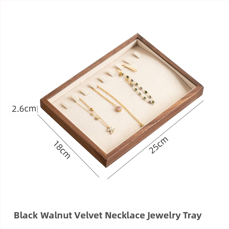 Musta pähkli täispuidust ehete hoiukarp suure mahutavusega kõrvarõngaste kaelakee ehtekarp väike dekoratiivkarp tehase sirged juuksed