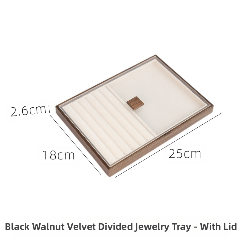 Musta pähkli täispuidust ehete hoiukarp suure mahutavusega kõrvarõngaste kaelakee ehtekarp väike dekoratiivkarp tehase sirged juuksed