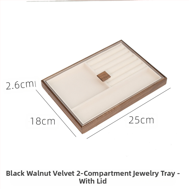 Musta pähkli täispuidust ehete hoiukarp suure mahutavusega kõrvarõngaste kaelakee ehtekarp väike dekoratiivkarp tehase sirged juuksed