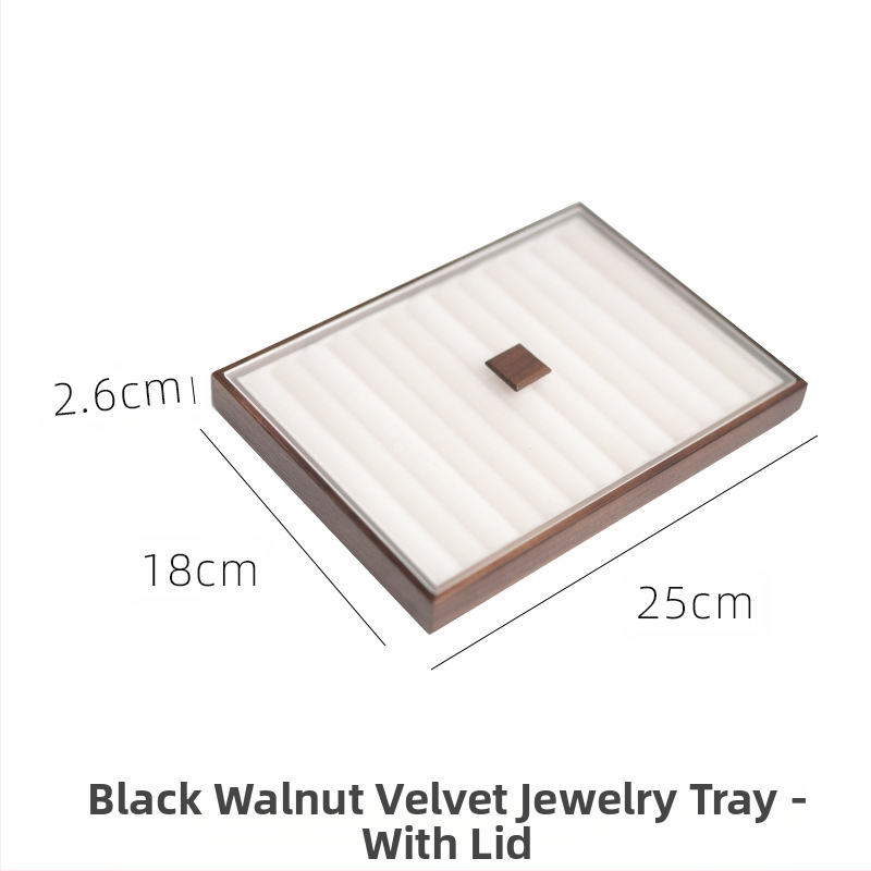 Musta pähkli täispuidust ehete hoiukarp suure mahutavusega kõrvarõngaste kaelakee ehtekarp väike dekoratiivkarp tehase sirged juuksed