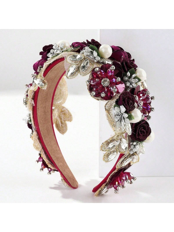 Uus barokkne kividega juuksenõelaga naiste kõrge peanahaga elegantne armas laia servaga peakate fotolilledega juuksenõel