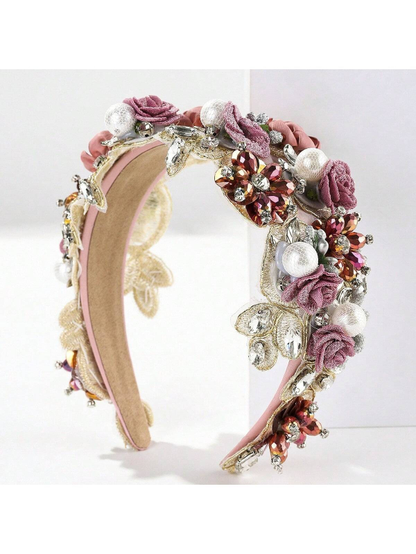 Uus barokkne kividega juuksenõelaga naiste kõrge peanahaga elegantne armas laia servaga peakate fotolilledega juuksenõel