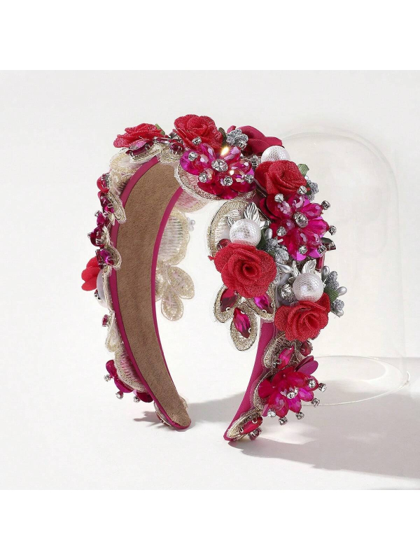 Uus barokkne kividega juuksenõelaga naiste kõrge peanahaga elegantne armas laia servaga peakate fotolilledega juuksenõel