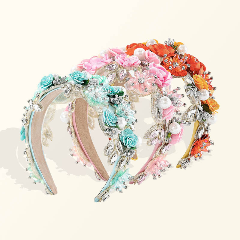 Uus barokkne kividega juuksenõelaga naiste kõrge peanahaga elegantne armas laia servaga peakate fotolilledega juuksenõel