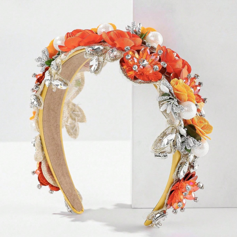 Uus barokkne kividega juuksenõelaga naiste kõrge peanahaga elegantne armas laia servaga peakate fotolilledega juuksenõel