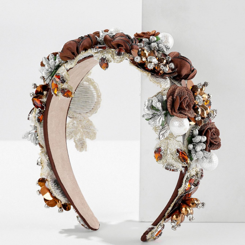 Uus barokkne kividega juuksenõelaga naiste kõrge peanahaga elegantne armas laia servaga peakate fotolilledega juuksenõel