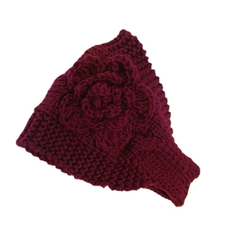 Φθινόπωρο και χειμώνα ζεστό πλεκτό μάλλινο καπέλο με κορδέλα μαλλιών με λουλούδια, κάλυμμα κεφαλής λευκή γυναικεία κορδέλα μαλλιών