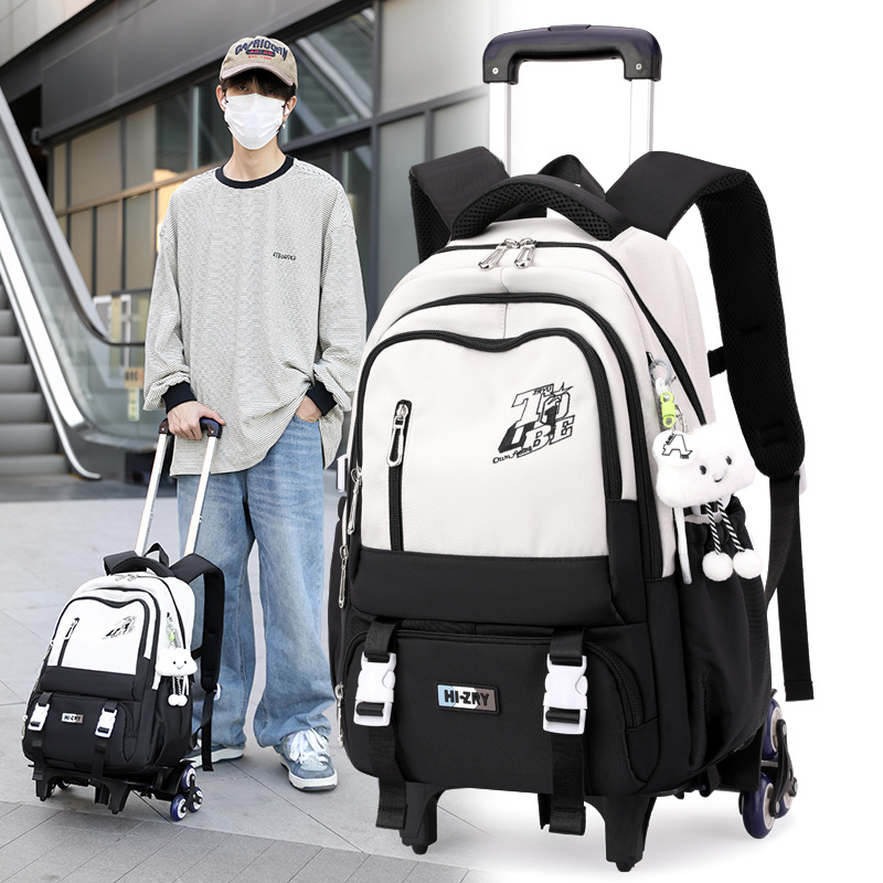 Natūralios žuvies vežimėlio krepšys vaikams, 3–6 klasių pradinės mokyklos mokinių kuprinė ant ratukų, moteriška pradinės mokyklos mokinių vežimėlio dėklas, kuprinė