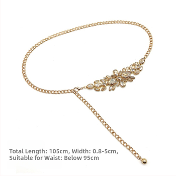Νέα γυναικεία ζώνη αλυσίδας με ένθετο στρας, υψηλής ποιότητας αισθητική, χρυσή αλυσίδα μέσης, αξεσουάρ βραδινού φορέματος για γυναίκες