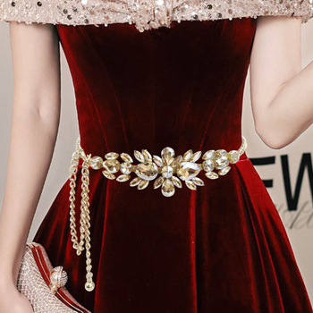 Νέα γυναικεία ζώνη αλυσίδας με ένθετο στρας, υψηλής ποιότητας αισθητική, χρυσή αλυσίδα μέσης, αξεσουάρ βραδινού φορέματος για γυναίκες