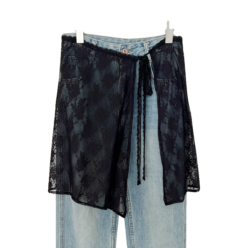 Proljetna niša za 2024. godinu, korejski stil, bijela čipkasta zavjesa za prdenje za žene, slatka suknja s vezanjem, univerzalna pregača, navlaka za suknju