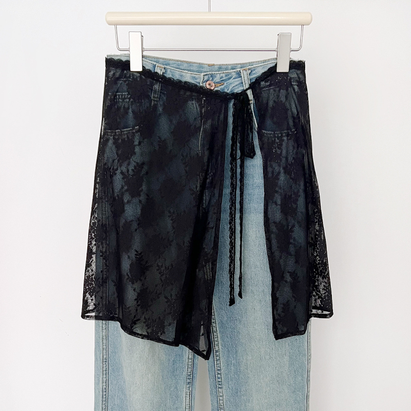 Proljetna niša za 2024. godinu, korejski stil, bijela čipkasta zavjesa za prdenje za žene, slatka suknja s vezanjem, univerzalna pregača, navlaka za suknju