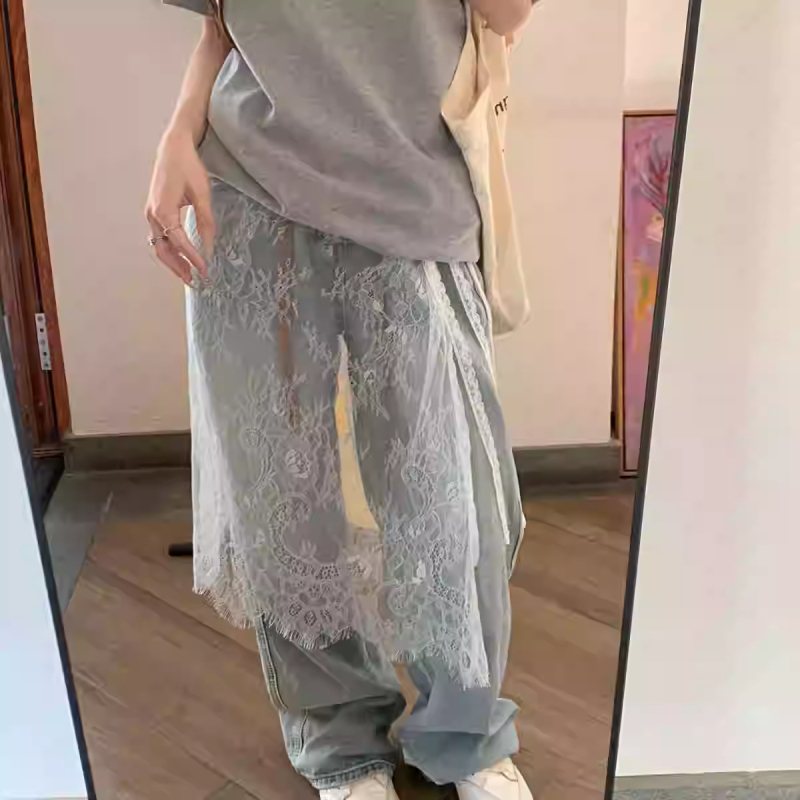 Proljetna niša za 2024. godinu, korejski stil, bijela čipkasta zavjesa za prdenje za žene, slatka suknja s vezanjem, univerzalna pregača, navlaka za suknju