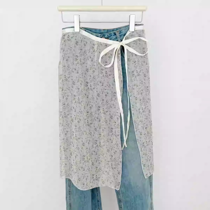 Proljetna niša za 2024. godinu, korejski stil, bijela čipkasta zavjesa za prdenje za žene, slatka suknja s vezanjem, univerzalna pregača, navlaka za suknju