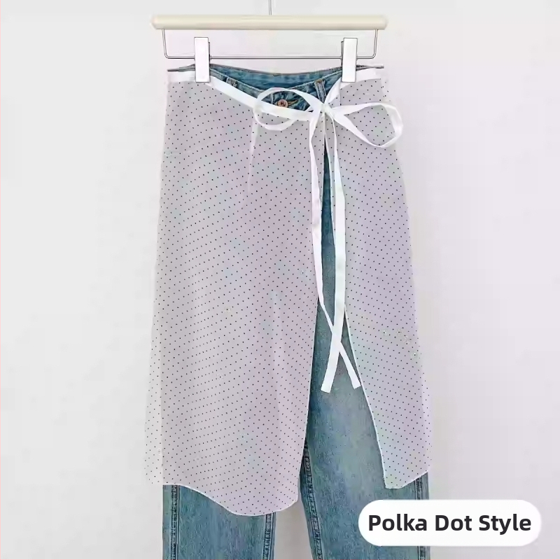 Proljetna niša za 2024. godinu, korejski stil, bijela čipkasta zavjesa za prdenje za žene, slatka suknja s vezanjem, univerzalna pregača, navlaka za suknju