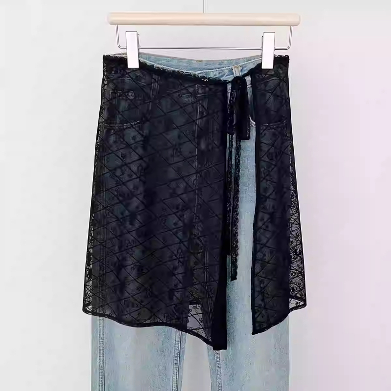 Proljetna niša za 2024. godinu, korejski stil, bijela čipkasta zavjesa za prdenje za žene, slatka suknja s vezanjem, univerzalna pregača, navlaka za suknju