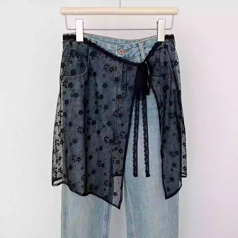 Proljetna niša za 2024. godinu, korejski stil, bijela čipkasta zavjesa za prdenje za žene, slatka suknja s vezanjem, univerzalna pregača, navlaka za suknju