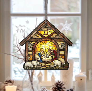 Διασυνοριακές Προσαρμοσμένες Χριστουγεννιάτικες Διακοσμήσεις, Φωτοσυλλέκτης Φάτνης, Ακρυλικά Μενταγιόν Πόρτας και Παραθύρου, Διακόσμηση Σπιτιού