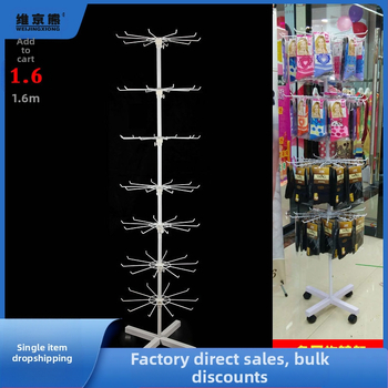 Daugiasluoksnė gatvės prekystalio besisukanti lentynėlė, karoliai, automobiliams pakabinami karoliukai, virvelės, kojinės, skrybėlių papuošalų lentynėlė, parduotuvės durų pakabinamas stovas, vitrina 1