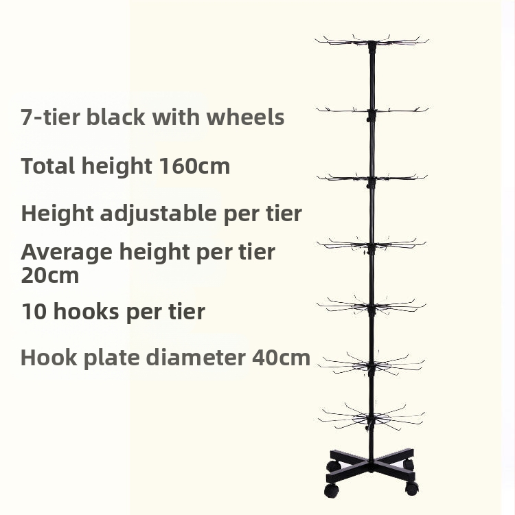 Daugiasluoksnė gatvės prekystalio besisukanti lentynėlė, karoliai, automobiliams pakabinami karoliukai, virvelės, kojinės, skrybėlių papuošalų lentynėlė, parduotuvės durų pakabinamas stovas, vitrina 1