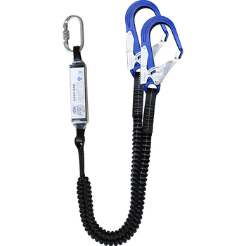 Drošības virve pret kritienu darbam gaisā. Dubultais āķis ar bufera paketi. Elektriķa aizsardzības virve. Leģētā tērauda un alumīnija sakausējuma elastīga virve.