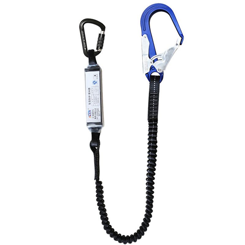 Drošības virve pret kritienu darbam gaisā. Dubultais āķis ar bufera paketi. Elektriķa aizsardzības virve. Leģētā tērauda un alumīnija sakausējuma elastīga virve.