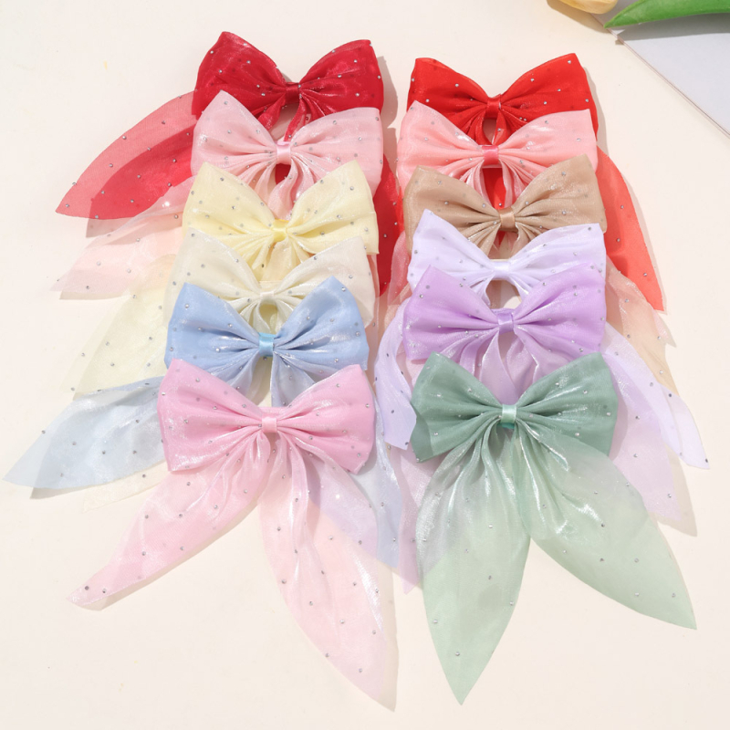 Határokon átnyúló új Gipsophila gyöngyházfényű gyémánt masni szalaggal hajtű női lófarok felső klip ruházati hajtű