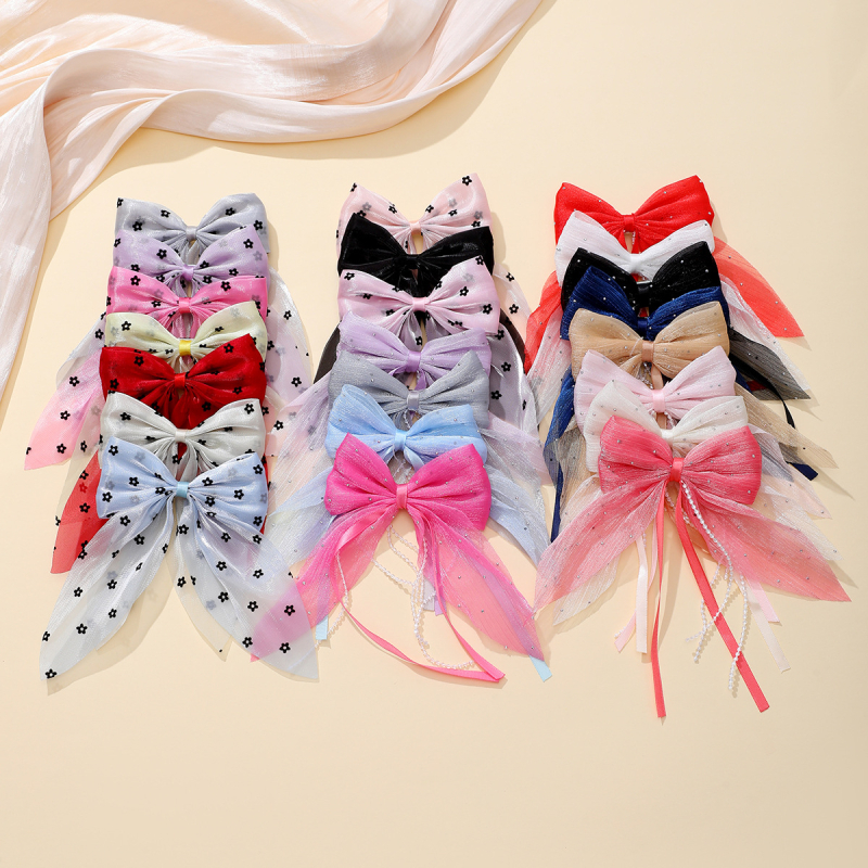 Határokon átnyúló új Gipsophila gyöngyházfényű gyémánt masni szalaggal hajtű női lófarok felső klip ruházati hajtű