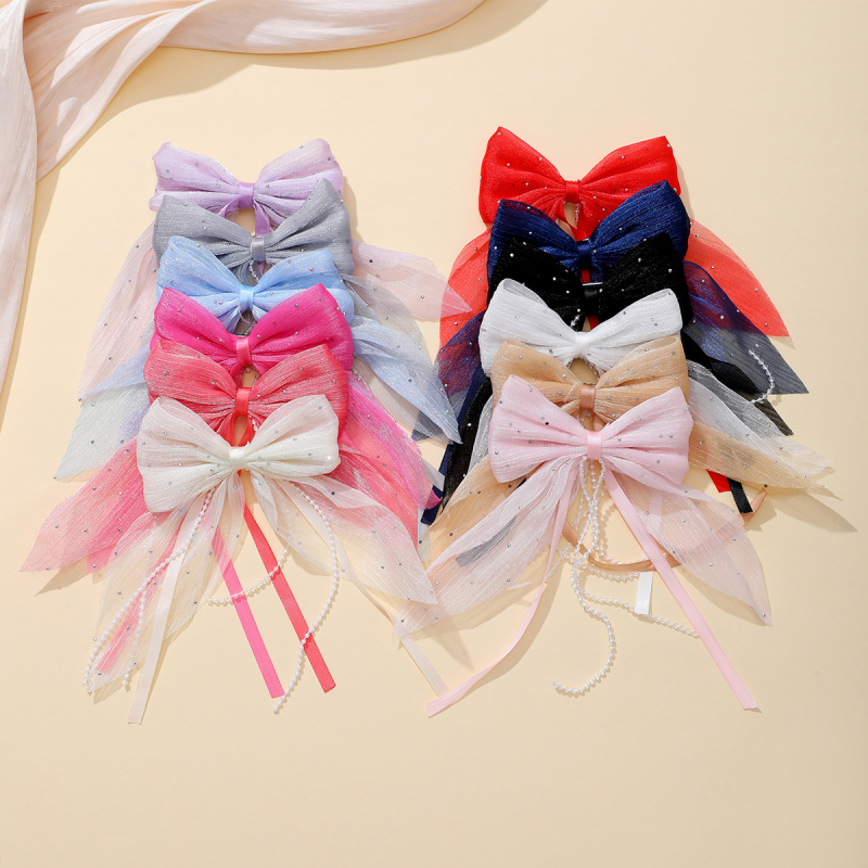 Határokon átnyúló új Gipsophila gyöngyházfényű gyémánt masni szalaggal hajtű női lófarok felső klip ruházati hajtű