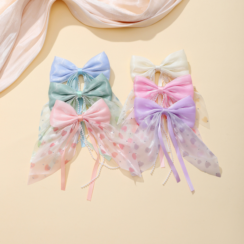 Határokon átnyúló új Gipsophila gyöngyházfényű gyémánt masni szalaggal hajtű női lófarok felső klip ruházati hajtű