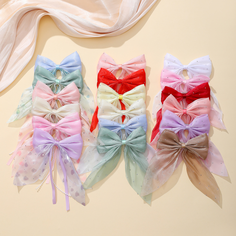 Határokon átnyúló új Gipsophila gyöngyházfényű gyémánt masni szalaggal hajtű női lófarok felső klip ruházati hajtű