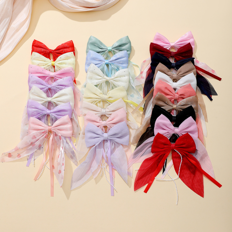 Határokon átnyúló új Gipsophila gyöngyházfényű gyémánt masni szalaggal hajtű női lófarok felső klip ruházati hajtű