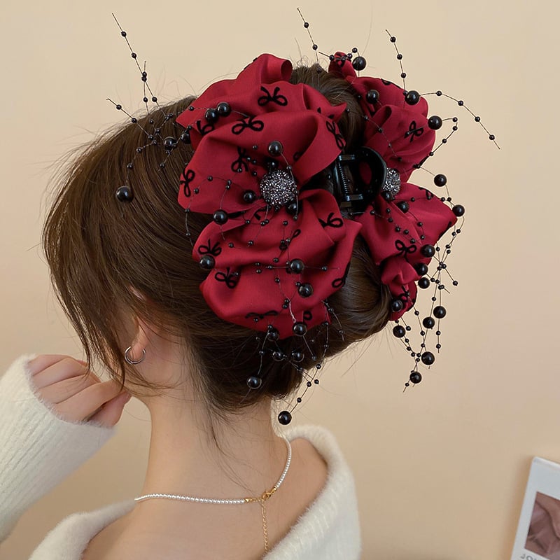 Franču retro romantiska sarkanas rozes ziedu matadata vasaras modes satvērēja haizivs klipsis pieejami grezni augstas klases matu aksesuāri
