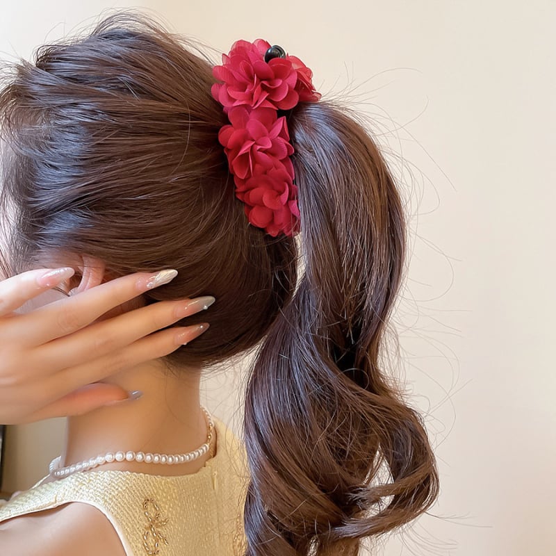 Franču retro romantiska sarkanas rozes ziedu matadata vasaras modes satvērēja haizivs klipsis pieejami grezni augstas klases matu aksesuāri