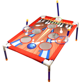 Dvigubas vaikiškas smėlio maišo žiedų mėtymo žaislinis kostiumas boulingo stiliaus stumdomas žaidimo rėmas, tėvų ir vaiko bendravimo varžybos