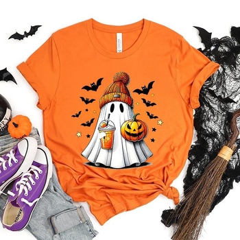 Γυναικείο T-shirt με στάμπα Happy Halloween, καλοκαιρινές μπλούζες, Spo
