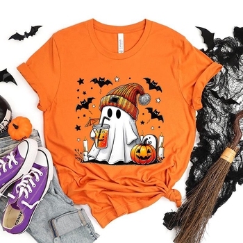 Γυναικείο T-shirt με στάμπα Happy Halloween, καλοκαιρινές μπλούζες, Spo