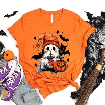Γυναικείο T-shirt με στάμπα Happy Halloween, καλοκαιρινές μπλούζες, Spo