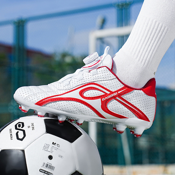 Jaunas bērnu futbola apavi studentiem zēniem TF sasmalcinātu nagu rotējošas sprādzes sieviešu treniņu apavi pārrobežu mākslīgā zāliena futbola apavi