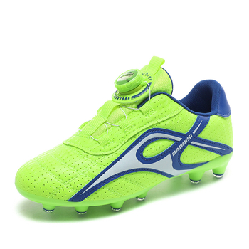 Jaunas bērnu futbola apavi studentiem zēniem TF sasmalcinātu nagu rotējošas sprādzes sieviešu treniņu apavi pārrobežu mākslīgā zāliena futbola apavi