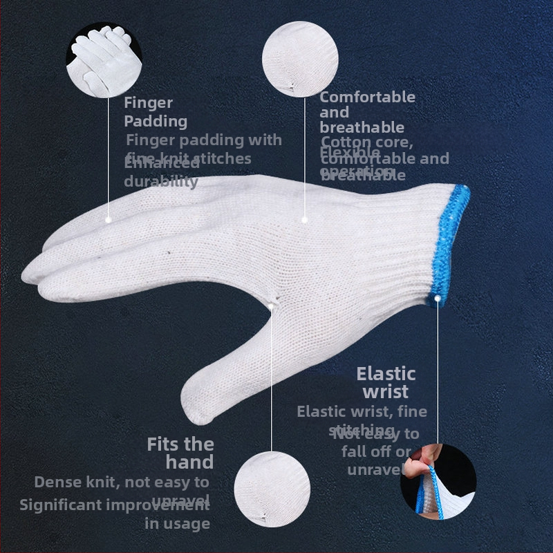Памучни ръкавици за строителна площадка, абажур за строителна лампа, памучни ръкавици с десет игли, памучна марля, ръкавици за защита на труда от найлон, защитни ръкавици на едро