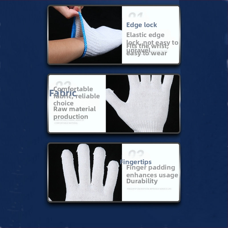 Памучни ръкавици за строителна площадка, абажур за строителна лампа, памучни ръкавици с десет игли, памучна марля, ръкавици за защита на труда от найлон, защитни ръкавици на едро